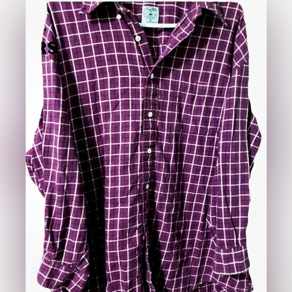 Brooks Brothers Red Blue Color Block Plaid Button Down Size XL